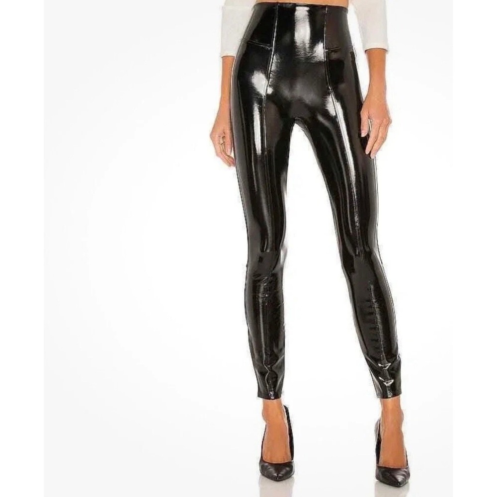 Spanx Faux Patent Leather Leggings Classic Black20301R High Rise Skinny Womens S